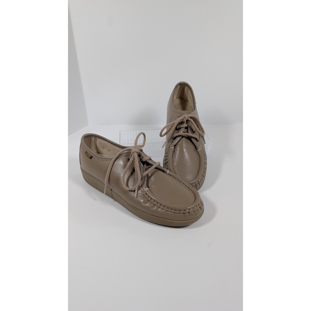 SAS Siesta Women Taupe Leather Handsewn Walking Shoes Comfort Loafers USA Made
